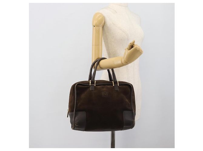 Sac à main LOEWE en daim marron avec détails dorés Auth ep15349 - vue 22
