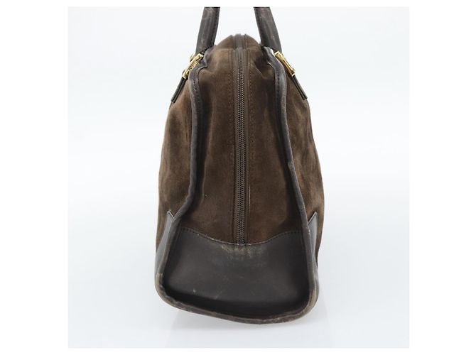 Sac à main LOEWE en daim marron avec détails dorés Auth ep15349 - vue 4