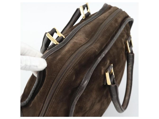 Sac à main LOEWE en daim marron avec détails dorés Auth ep15349 - vue 6