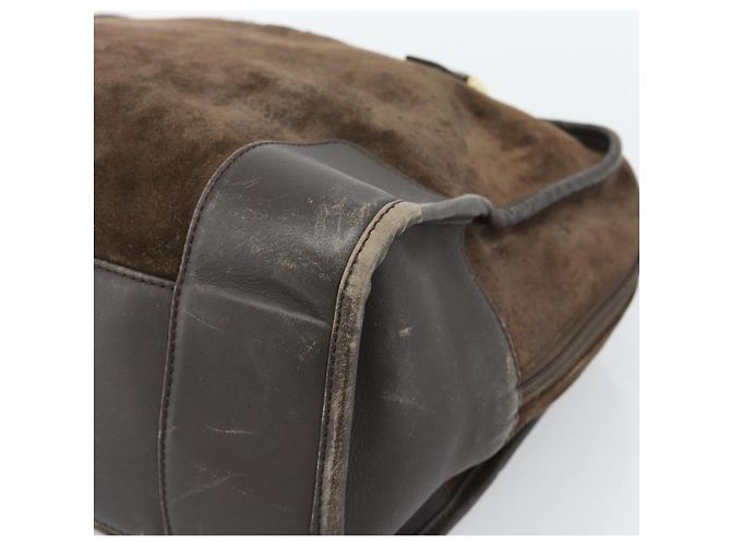 Sac à main LOEWE en daim marron avec détails dorés Auth ep15349 - vue 9
