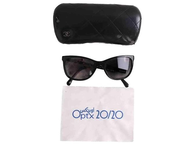 Occhiali da sole Chanel neri in plastica Nero - vista 7