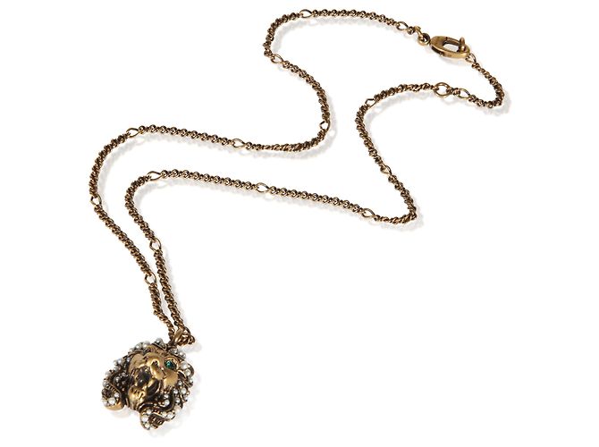 Pendente testa di leone placcato oro Gucci - vista 3