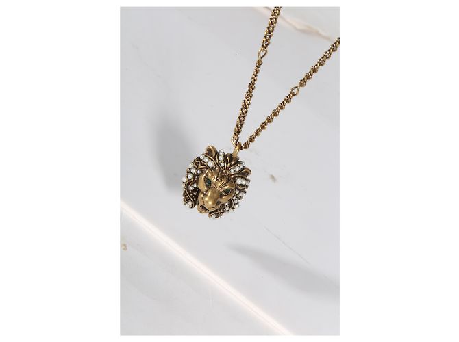 Pendente testa di leone placcato oro Gucci - vista 5