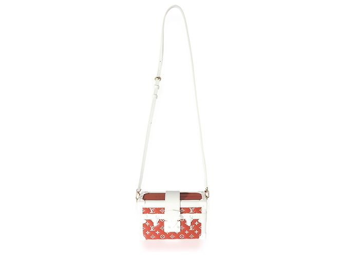 Petite Malle in pelle di agnello con monogramma in rilievo Terracotta e bianco Louis Vuitton - vista 2