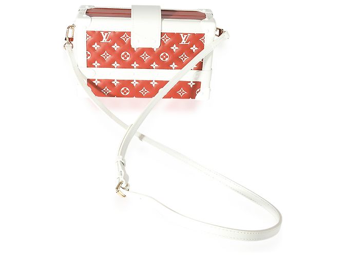 Petite Malle in pelle di agnello con monogramma in rilievo Terracotta e bianco Louis Vuitton - vista 4