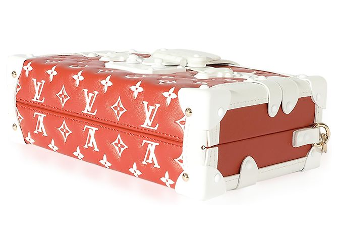 Petite Malle in pelle di agnello con monogramma in rilievo Terracotta e bianco Louis Vuitton - vista 5