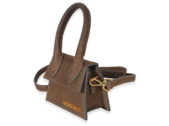 Le Chiquito Jacquemus in scamosciato marrone con stampa coccodrillo - vista 3