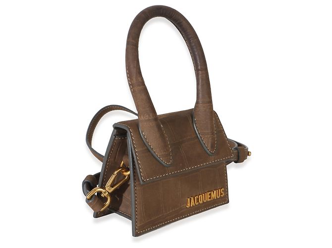 Le Chiquito Jacquemus in scamosciato marrone con stampa coccodrillo - vista 4