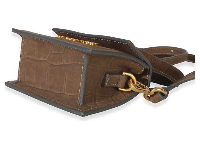 Le Chiquito Jacquemus in scamosciato marrone con stampa coccodrillo - vista 6