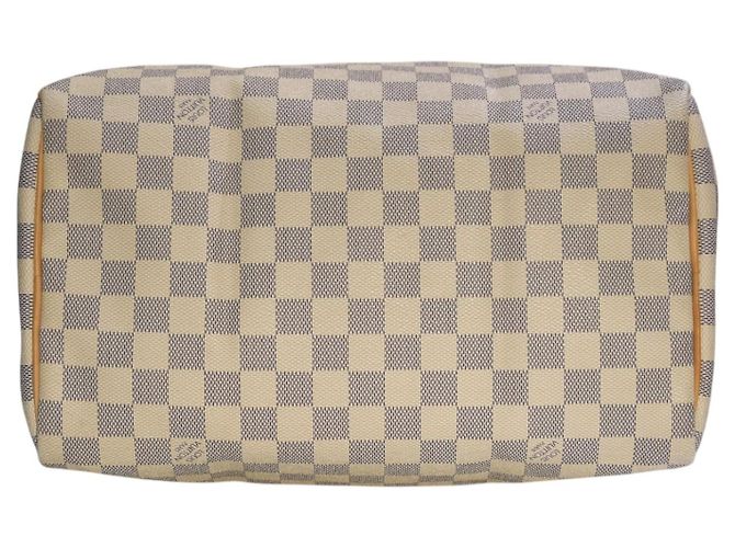 Louis Vuitton Speedy 30 Damier Azur N41533 LV White Canvas Handbag Dust Bag Damier ebene - vista 10
