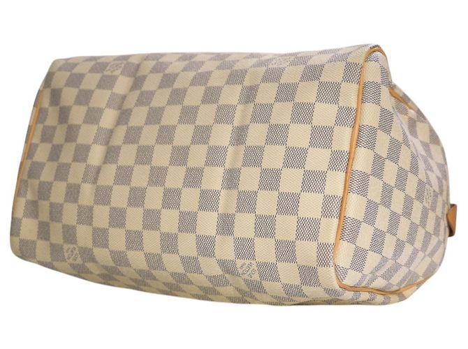 Louis Vuitton Speedy 30 Damier Azur N41533 LV White Canvas Handbag Dust Bag Damier ebene - vista 12