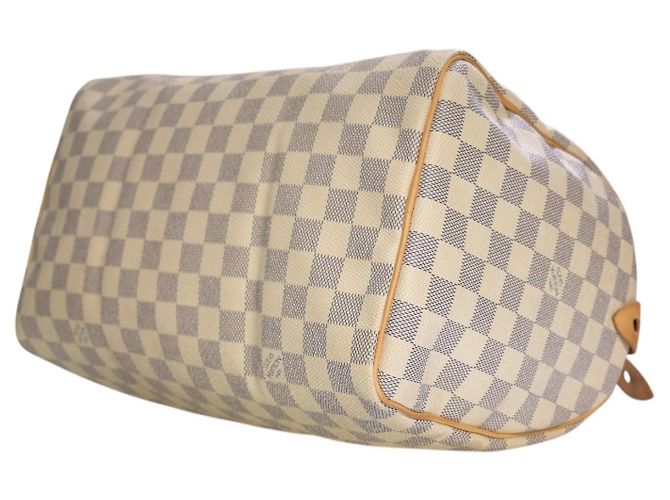 Louis Vuitton Speedy 30 Damier Azur N41533 LV White Canvas Handbag Dust Bag Damier ebene - vista 13