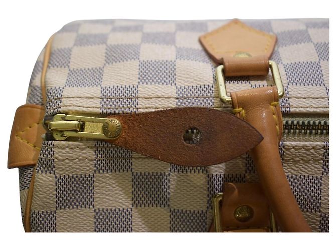 Louis Vuitton Speedy 30 Damier Azur N41533 LV White Canvas Handbag Dust Bag Damier ebene - vista 15
