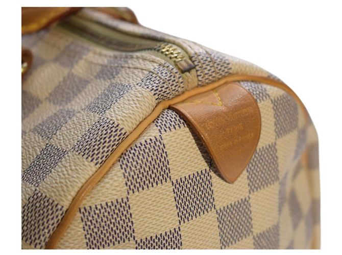Louis Vuitton Speedy 30 Damier Azur N41533 LV White Canvas Handbag Dust Bag Damier ebene - vista 17