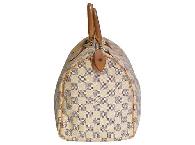 Louis Vuitton Speedy 30 Damier Azur N41533 LV White Canvas Handbag Dust Bag Damier ebene - vista 7