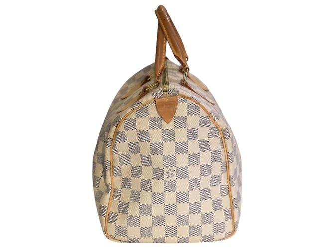 Louis Vuitton Speedy 30 Damier Azur N41533 LV White Canvas Handbag Dust Bag Damier ebene - vista 8