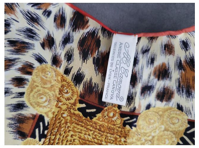 Autre Marque André Claude Canova Seidentuch Animal Print Braun Schwarz Weiß Golden Leopardenprint - Ansicht 4