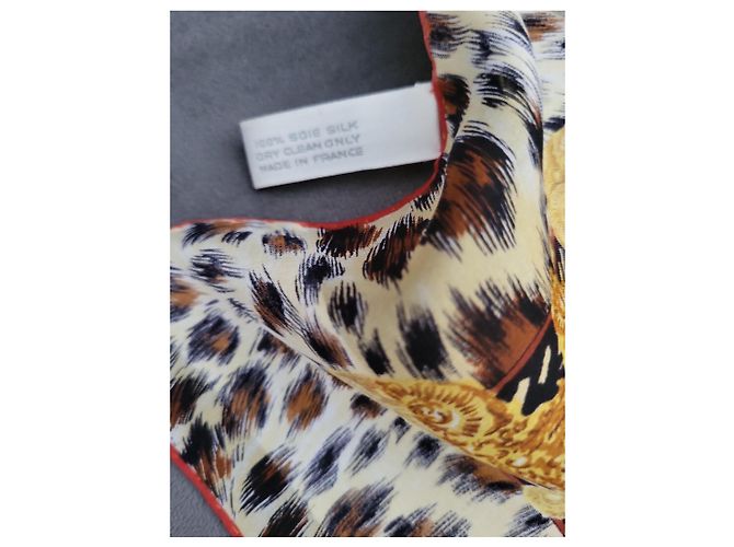Autre Marque André Claude Canova Seidentuch Animal Print Braun Schwarz Weiß Golden Leopardenprint - Ansicht 5