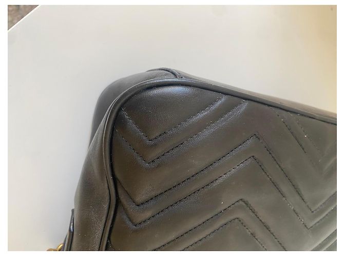 Gucci Marmont Borsa a Tracolla in Pelle Nera Nero - vista 12