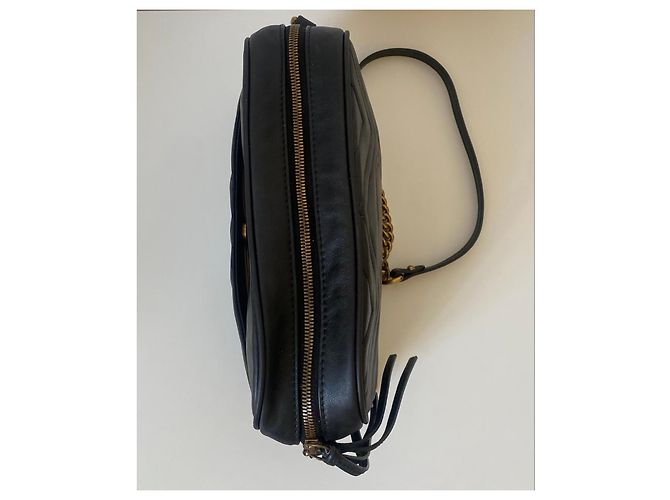 Gucci Marmont Borsa a Tracolla in Pelle Nera Nero - vista 13