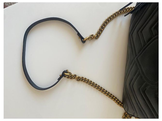 Gucci Marmont Borsa a Tracolla in Pelle Nera Nero - vista 14