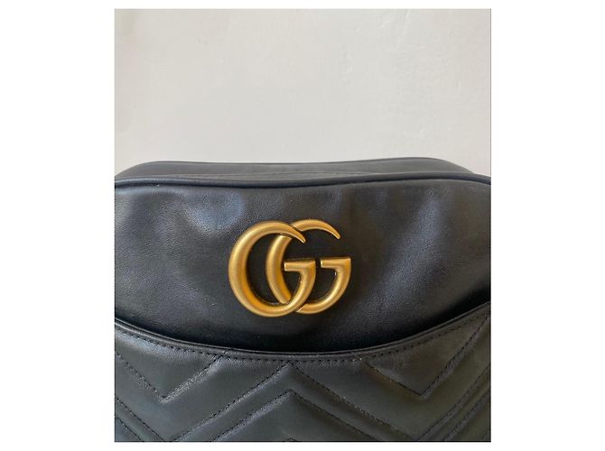 Gucci Marmont Borsa a Tracolla in Pelle Nera Nero - vista 4