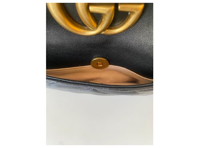 Gucci Marmont Borsa a Tracolla in Pelle Nera Nero - vista 5