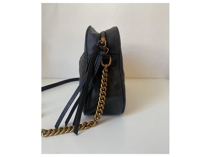 Gucci Marmont Borsa a Tracolla in Pelle Nera Nero - vista 6