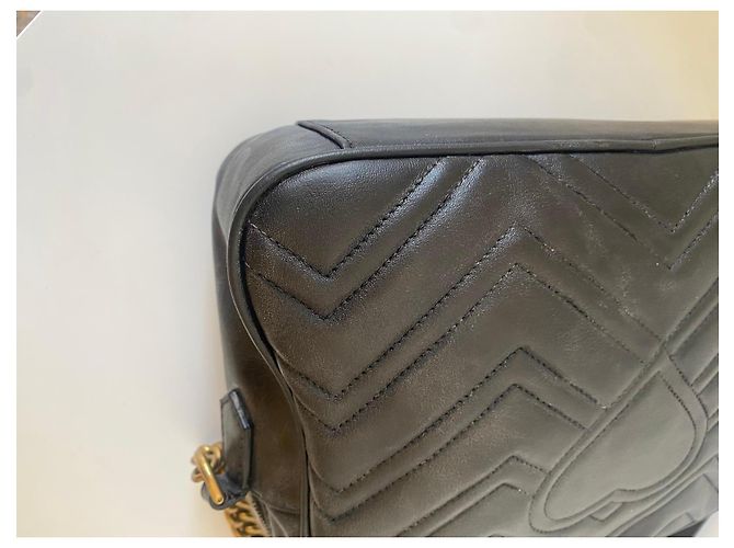 Gucci Marmont Borsa a Tracolla in Pelle Nera Nero - vista 9