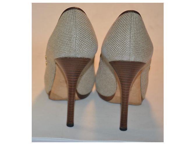 Gucci High Heels aus beigeem Canvas mit Logo Braun - Ansicht 4