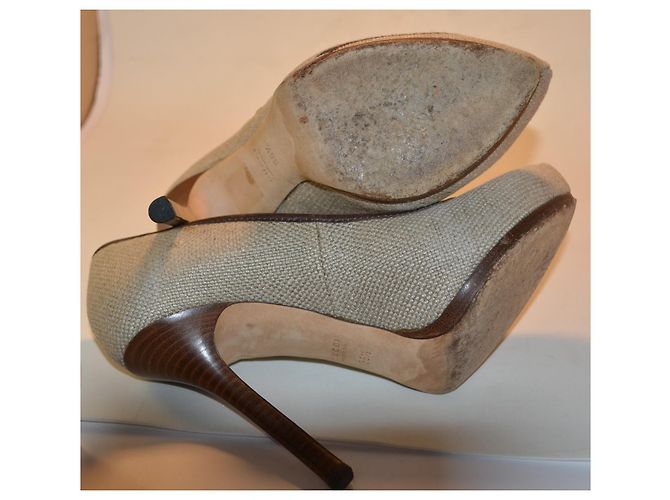 Gucci High Heels aus beigeem Canvas mit Logo Braun - Ansicht 5