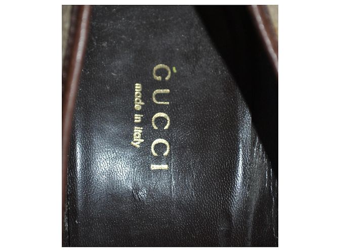 Gucci High Heels aus beigeem Canvas mit Logo Braun - Ansicht 7