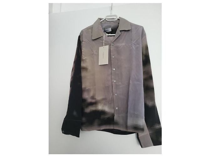 Autre Marque Camicia in seta Serapis stampa astratta Nero Grigio - vista 2