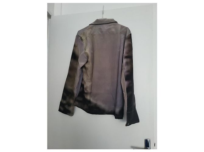 Autre Marque Camicia in seta Serapis stampa astratta Nero Grigio - vista 3