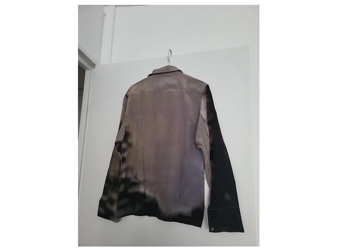 Autre Marque Camicia in seta Serapis stampa astratta Nero Grigio - vista 4