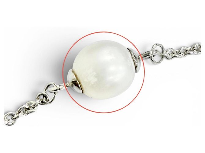 Pulseira Tiffany & Co. de pérolas de água doce e corrente de elos Anchor quadrados Prata Branco - vista 7