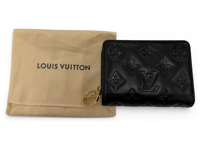 Coussin Louis Vuitton Bi-Fold Wallet aus schwarzem Lammleder - Ansicht 2