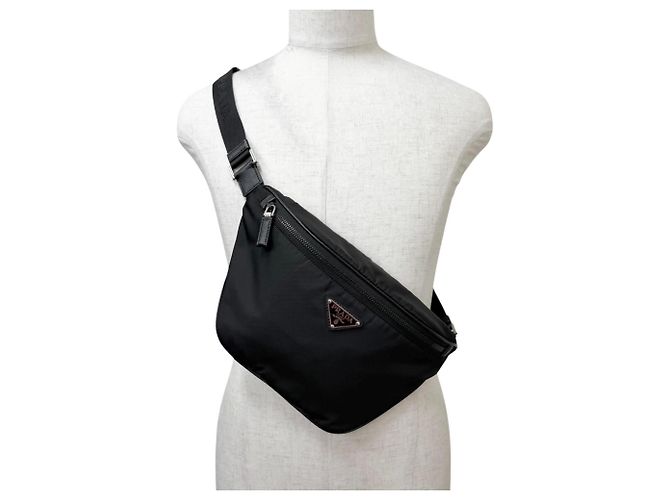 Saffiano Borsa a tracolla Prada 2VL033 con logo Triangle Nero - vista 2