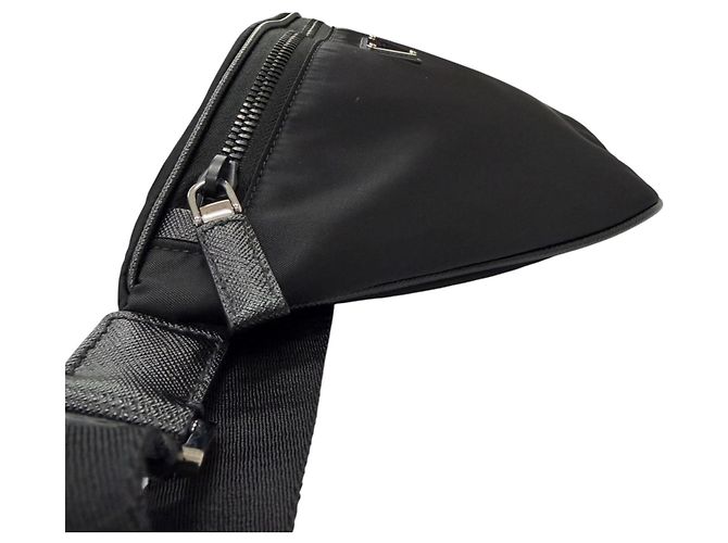 Saffiano Borsa a tracolla Prada 2VL033 con logo Triangle Nero - vista 4