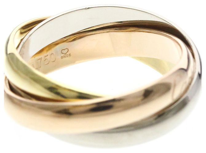 Anello Trinity Cartier in oro rosa giallo e bianco 18K D'oro - vista 5