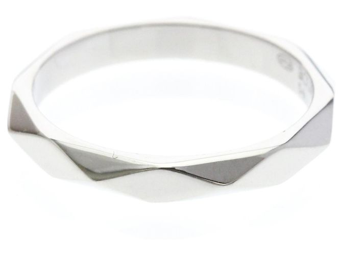 Boucheron Faceted Platinum Band Ring Silber - Ansicht 2