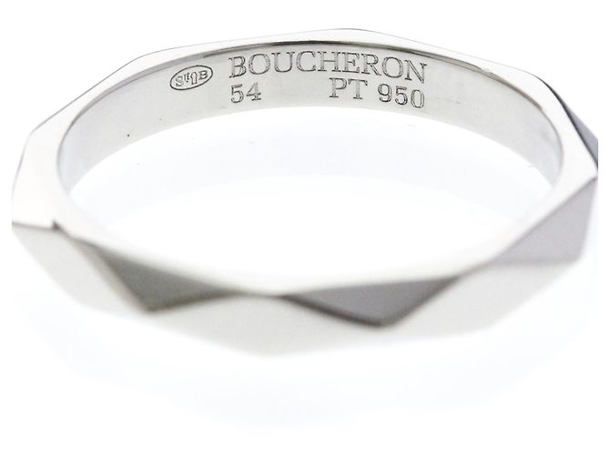 Boucheron Faceted Platinum Band Ring Silber - Ansicht 5