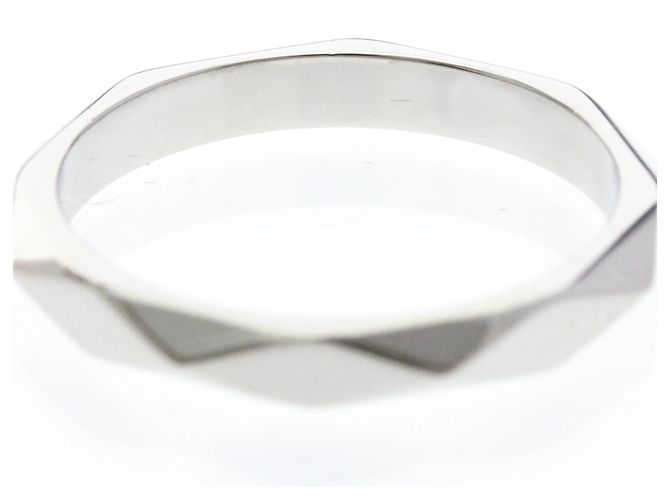 Boucheron Faceted Platinum Band Ring Silber - Ansicht 7
