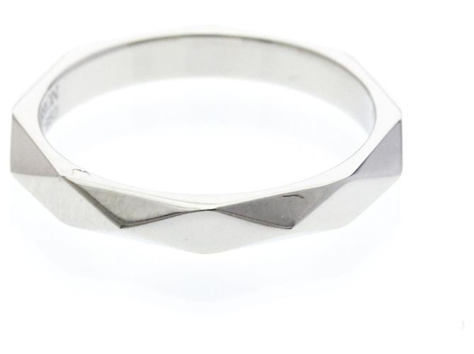 Boucheron Faceted Platinum Band Ring Silber - Ansicht 4