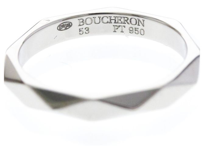 Boucheron Faceted Platinum Band Ring Silber - Ansicht 5