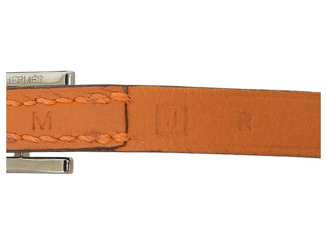 Hermès Pulseira Hermes Api 3 de couro com três fios e ferragem Silver Hardware Laranja - vista 10