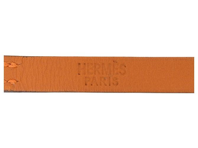 Hermès Pulseira Hermes Api 3 de couro com três fios e ferragem Silver Hardware Laranja - vista 9