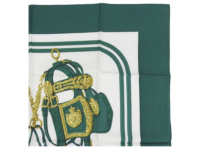 Hermès Hermes Carré 90 Brides de Gala Seidentuch Mehrfarben Grün - Ansicht 3