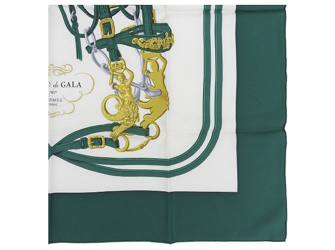 Hermès Hermes Carré 90 Brides de Gala Seidentuch Mehrfarben Grün - Ansicht 5