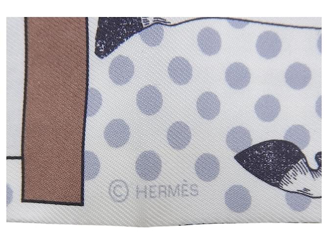 Hermès HERMES Twilly CAVALIER EN FORMES Seidentuch Braun Weiß - Ansicht 5